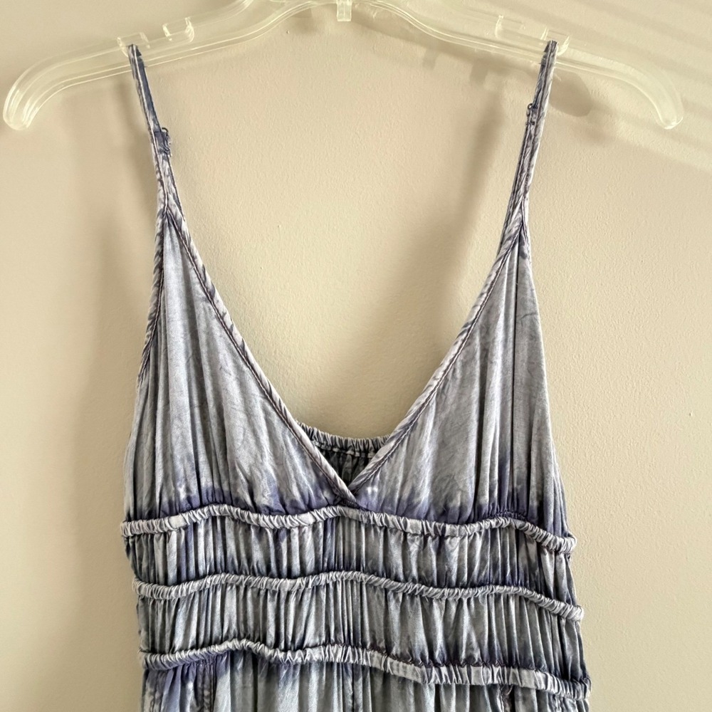 Out From Under Urban Outfitters Festival Jumpsuit Cargo Blue Gray Smocked XS - Picture 3 of 16